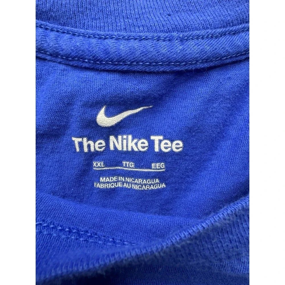 Nike Shirt Mens XXL Blue Short Sleeve Crewneck Tagless Cotton Sports Logo Tee